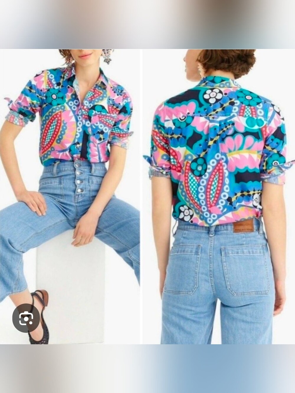 J Crew Classic Fit Boy Shirt in Ratti Kaleidoscope Floral Size 4